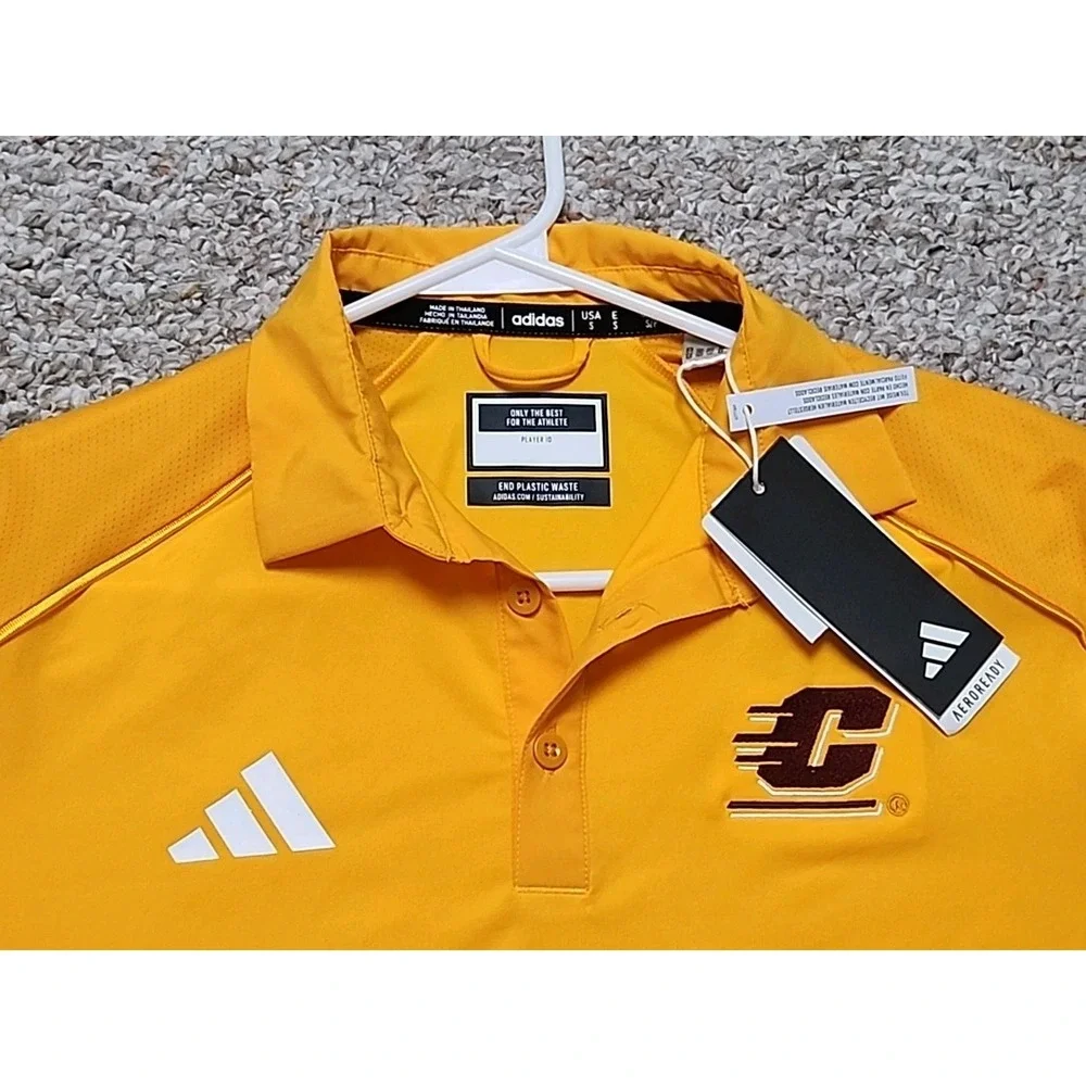 Central Michigan Mens Small Adidas Golf Polo‎ Performance Team Issued NWT